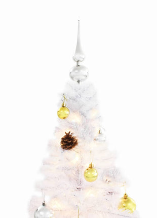 Kunstkerstboom Met Verlichting En Kerstballen 150 Cm Wit