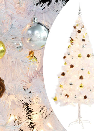 Kunstkerstboom Met Verlichting En Kerstballen 150 Cm Wit