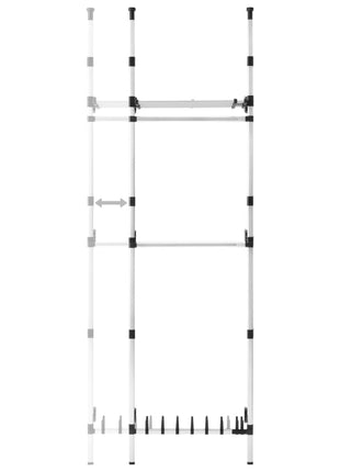 Kledingkastsysteem Met Stangen En Schap Telescopisch Aluminium