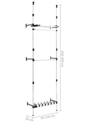 Kledingkastsysteem Met Stangen En Schap Telescopisch Aluminium