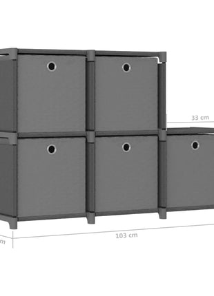 Kast Met 5 Vakken 103X30X72,5 Cm Stof Grijs
