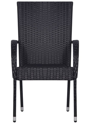 Tuinstoelen stapelbaar 4 st poly rattan zwart