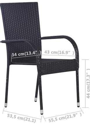 Tuinstoelen stapelbaar 4 st poly rattan zwart