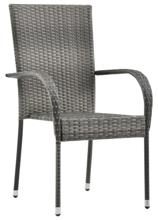Tuinstoelen stapelbaar 4 st poly rattan grijs