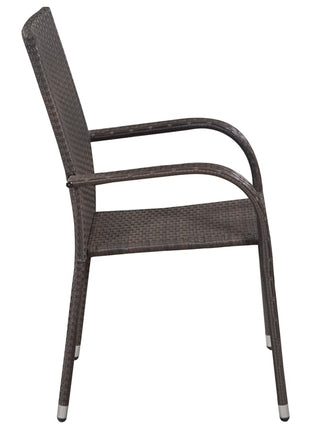 Tuinstoelen stapelbaar 6 st poly rattan bruin