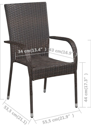 Tuinstoelen stapelbaar 6 st poly rattan bruin