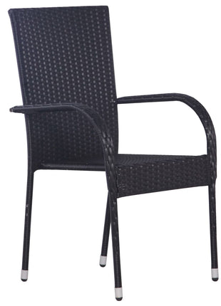Tuinstoelen stapelbaar 6 st poly rattan zwart