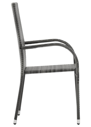 Tuinstoelen stapelbaar 6 st poly rattan grijs