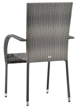 Tuinstoelen stapelbaar 6 st poly rattan grijs