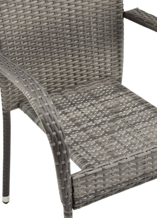 Tuinstoelen stapelbaar 6 st poly rattan grijs