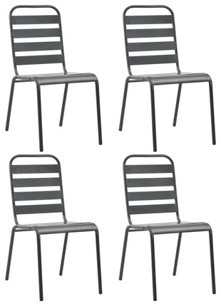 Tuinstoelen 4 st gelat ontwerp staal donkergrijs