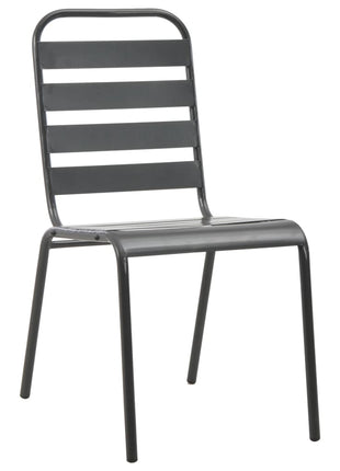 Tuinstoelen 4 st gelat ontwerp staal donkergrijs