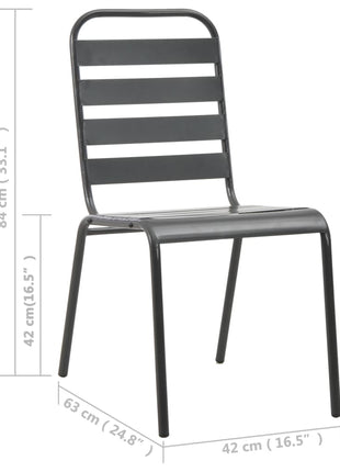 Tuinstoelen 4 st gelat ontwerp staal donkergrijs