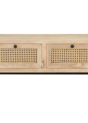 Salontafel 90X50X37 Cm Massief Mangohout En Natuurlijk Riet Mozaïek