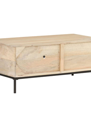 Salontafel 90X50X37 Cm Massief Mangohout En Natuurlijk Riet Mozaïek