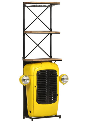 Wijnkast Tractor 49X31X172 Cm Massief Mangohout Geel