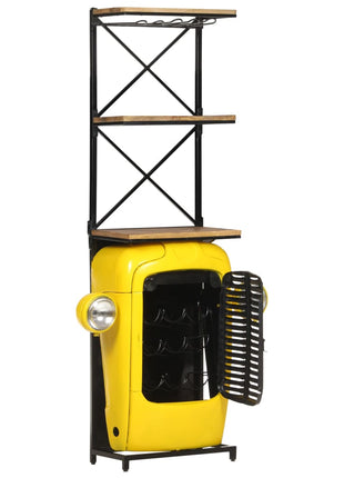 Wijnkast Tractor 49X31X172 Cm Massief Mangohout Geel