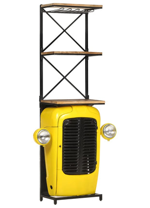 Wijnkast Tractor 49X31X172 Cm Massief Mangohout Geel