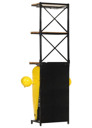 Wijnkast Tractor 49X31X172 Cm Massief Mangohout Geel