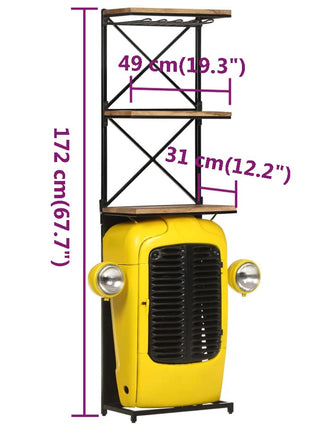 Wijnkast Tractor 49X31X172 Cm Massief Mangohout Geel