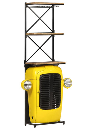 Wijnkast Tractor 49X31X172 Cm Massief Mangohout Geel