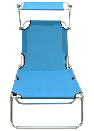 Ligbed Met Luifel Inklapbaar Staal En Blauw