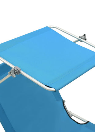 Ligbed Met Luifel Inklapbaar Staal En Blauw