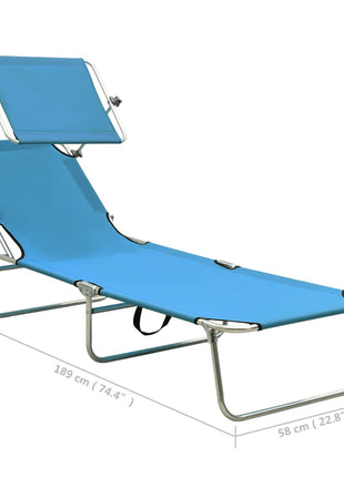 Ligbed Met Luifel Inklapbaar Staal En Blauw