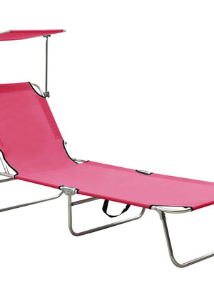 Ligbed Met Luifel Inklapbaar Staal En Blauw