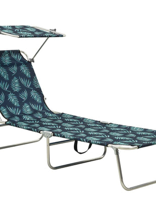 Ligbed Met Luifel Inklapbaar Staal En Blauw