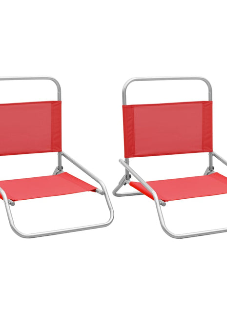 Strandstoelen 2 st inklapbaar stof rood