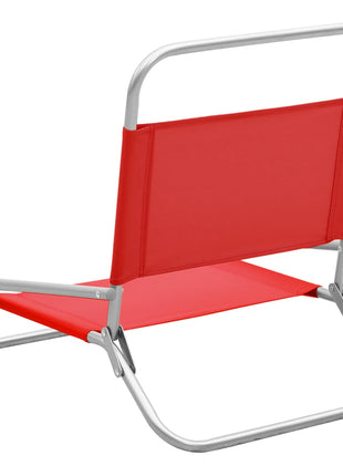 Strandstoelen 2 st inklapbaar stof rood