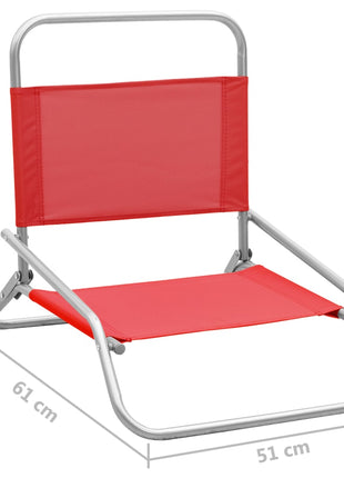 Strandstoelen 2 st inklapbaar stof rood