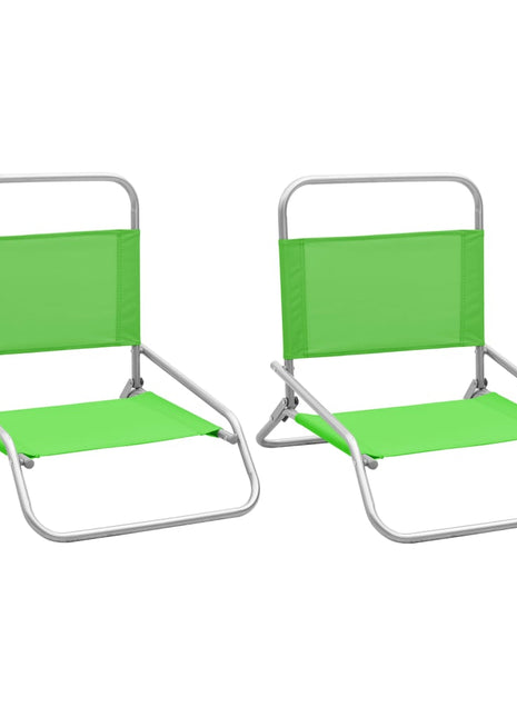 Strandstoelen 2 st inklapbaar stof groen