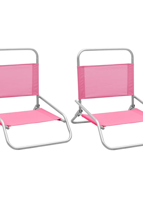 Strandstoelen 2 st inklapbaar stof roze