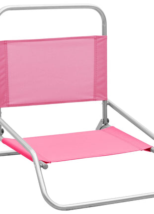 Strandstoelen 2 st inklapbaar stof roze