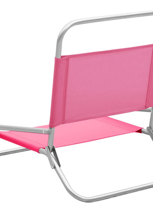 Strandstoelen 2 st inklapbaar stof roze