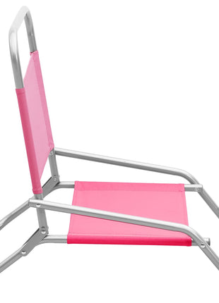 Strandstoelen 2 st inklapbaar stof roze