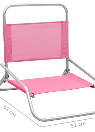 Strandstoelen 2 st inklapbaar stof roze
