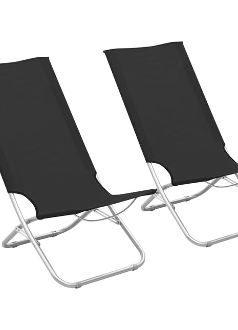 Strandstoelen 2 st inklapbaar stof zwart