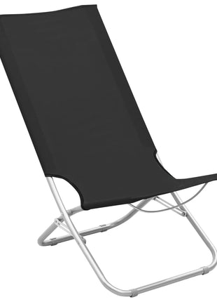 Strandstoelen 2 st inklapbaar stof zwart