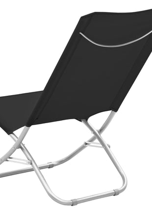 Strandstoelen 2 st inklapbaar stof zwart