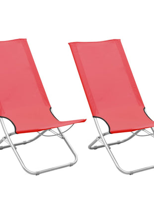 Strandstoelen 2 st inklapbaar stof rood