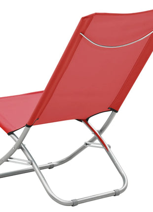 Strandstoelen 2 st inklapbaar stof rood