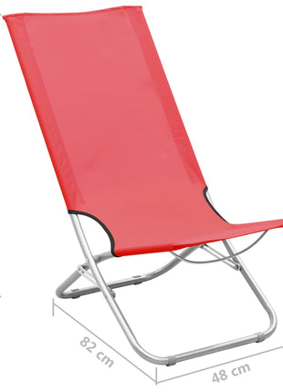 Strandstoelen 2 st inklapbaar stof rood