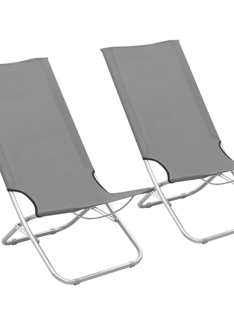 Strandstoelen 2 st inklapbaar stof grijs