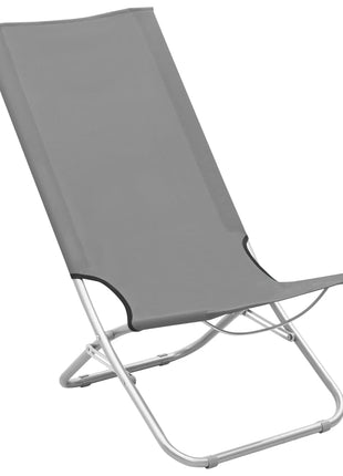 Strandstoelen 2 st inklapbaar stof grijs