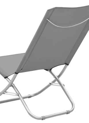Strandstoelen 2 st inklapbaar stof grijs