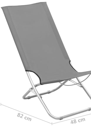 Strandstoelen 2 st inklapbaar stof grijs