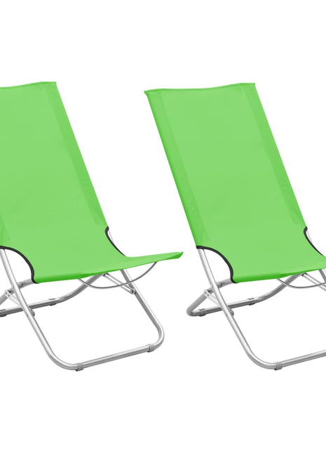 Strandstoelen 2 st inklapbaar stof groen